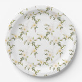 Assiettes En Carton Mariage floral blanc romantique (Devant)