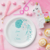 Assiettes En Carton mariage floral blanc turquoise (Fête)