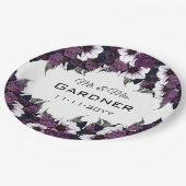 Assiettes En Carton Mariage floral blanc violet moderne (Angle)
