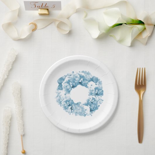 Assiettes En Carton Mariage Floral bleu (Mariage)