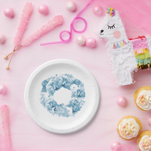 Assiettes En Carton Mariage Floral bleu (Fête)