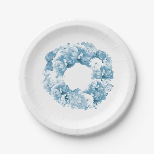 Assiettes En Carton Mariage Floral bleu (Devant)