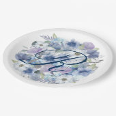 Assiettes En Carton Mariage Floral bleu et lavande (Angle)