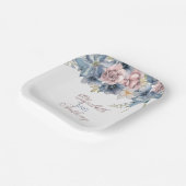 Assiettes En Carton Mariage floral bleu et mauve Dusty (Angulaire)
