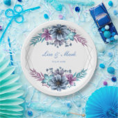 Assiettes En Carton Mariage Floral Bleu Et Violet (Fête)