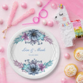 Assiettes En Carton Mariage Floral Bleu Et Violet (Fête)