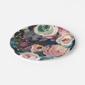 Assiettes En Carton Mariage floral bleu foncé et rose pâle (Angle)
