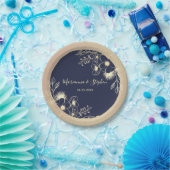 Assiettes En Carton Mariage floral bleu marine (Fête)