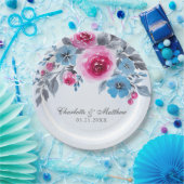 Assiettes En Carton Mariage floral bleu romantique (Fête)
