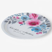 Assiettes En Carton Mariage floral bleu romantique (Angle)