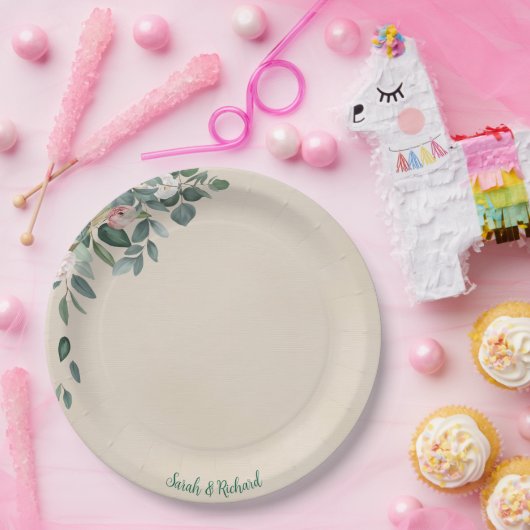 Assiettes En Carton Mariage floral Blush Sage (Fête)