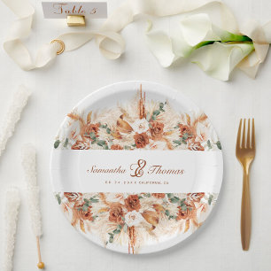 Assiettes En Carton Mariage floral Bold Bright Pampas