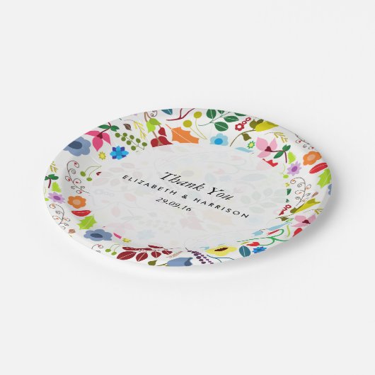 Assiettes En Carton Mariage floral chic boho moderne (Angle)