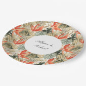 Assiettes En Carton Mariage floral d'anthurium orange tropical (Angle)