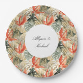 Assiettes En Carton Mariage floral d'anthurium orange tropical (Devant)