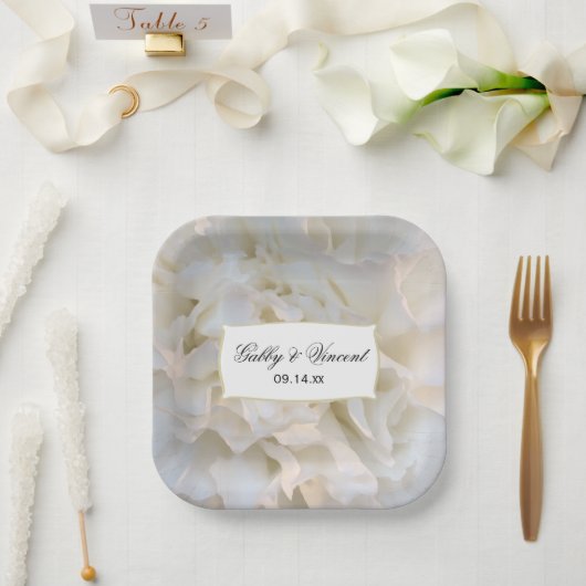 Assiettes En Carton Mariage floral de carnation blanche (Mariage)