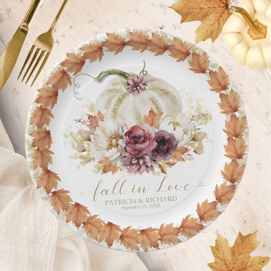 Assiettes En Carton Mariage Floral de Citrouille de Rêve d'Automne