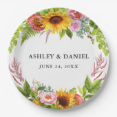 Assiettes En Carton Mariage floral de Sunflower Boho (Devant)
