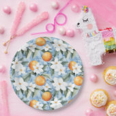 Assiettes En Carton Mariage Floral d'été aux Oranges Siciliennes Blanc (Fête)