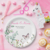 Assiettes En Carton Mariage floral du papillon vert du printemps (Fête)