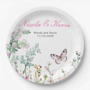 Assiettes En Carton Mariage floral du papillon vert du printemps