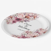 Assiettes En Carton Mariage floral Dusty Rose Boho (Angle)