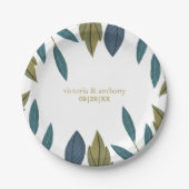 Assiettes En Carton Mariage floral feuille rustique (Devant)