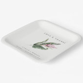 Assiettes En Carton Mariage floral feuillu rose tropical chic (Angulaire)