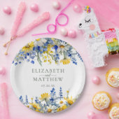Assiettes En Carton Mariage floral Fleur sauvage bleu romantique (Fête)