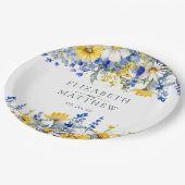 Assiettes En Carton Mariage floral Fleur sauvage bleu romantique (Angle)