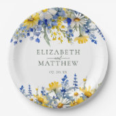 Assiettes En Carton Mariage floral Fleur sauvage bleu romantique (Devant)