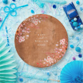 Assiettes En Carton Mariage floral Fleur sauvage de pêche au bois rust (Fête)