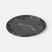 Assiettes En Carton Mariage floral gris et noir (Angle)