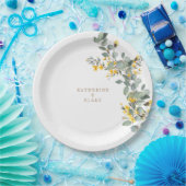 Assiettes En Carton Mariage Floral Jaune & Eucalyptus (Fête)