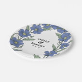 Assiettes En Carton Mariage floral moderne bleu pervenche (Angle)