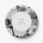 Assiettes En Carton Mariage floral noir et blanc Peonies d'aquarelle (Devant)