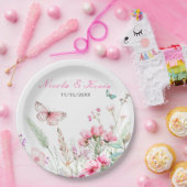 Assiettes En Carton Mariage floral papillon rose de printemps (Fête)