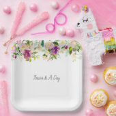 Assiettes En Carton Mariage floral rose de Bourgogne (Fête)