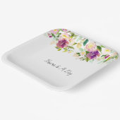 Assiettes En Carton Mariage floral rose de Bourgogne (Angulaire)