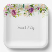 Assiettes En Carton Mariage floral rose de Bourgogne (Recto)