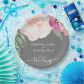 Assiettes En Carton Mariage floral rose pâle simple (Fête)