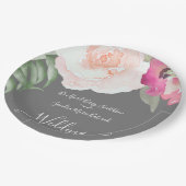 Assiettes En Carton Mariage floral rose pâle simple (Angle)