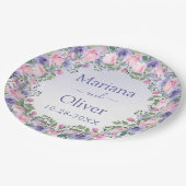 Assiettes En Carton Mariage floral rose pourpre (Angle)