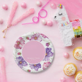 Assiettes En Carton Mariage floral rose pourpre (Fête)