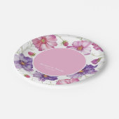 Assiettes En Carton Mariage floral rose pourpre (Angle)