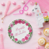 Assiettes En Carton Mariage floral rose vif (Fête)