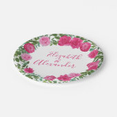 Assiettes En Carton Mariage floral rose vif (Angle)