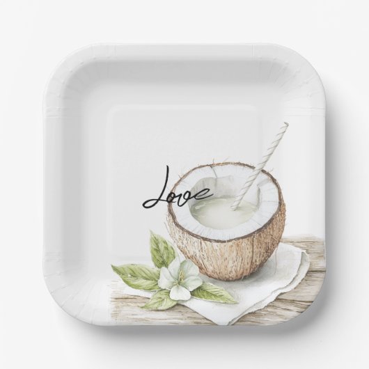 Assiettes En Carton Mariage floral tropical d'Aloha Beach (Recto)