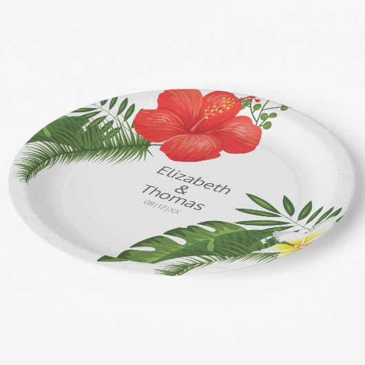 Assiettes En Carton Mariage floral tropical ID475 (Angle)