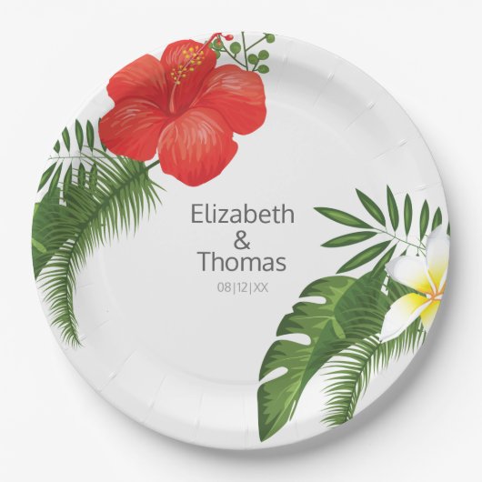 Assiettes En Carton Mariage floral tropical ID475 (Devant)